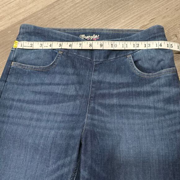 Wrangler Denim Blue Jeans Straight Leg Elastic Waist M Tall - Picture 5 of 7
